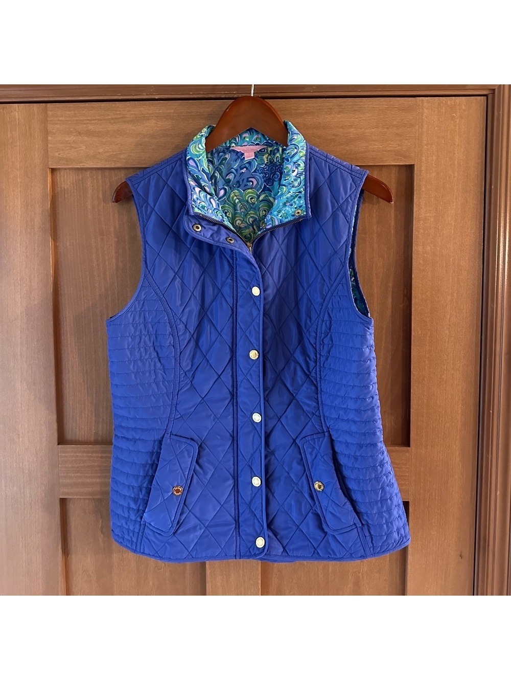 Lilly Pulitzer Quilted Vest in Blue/Purple Women’s Large